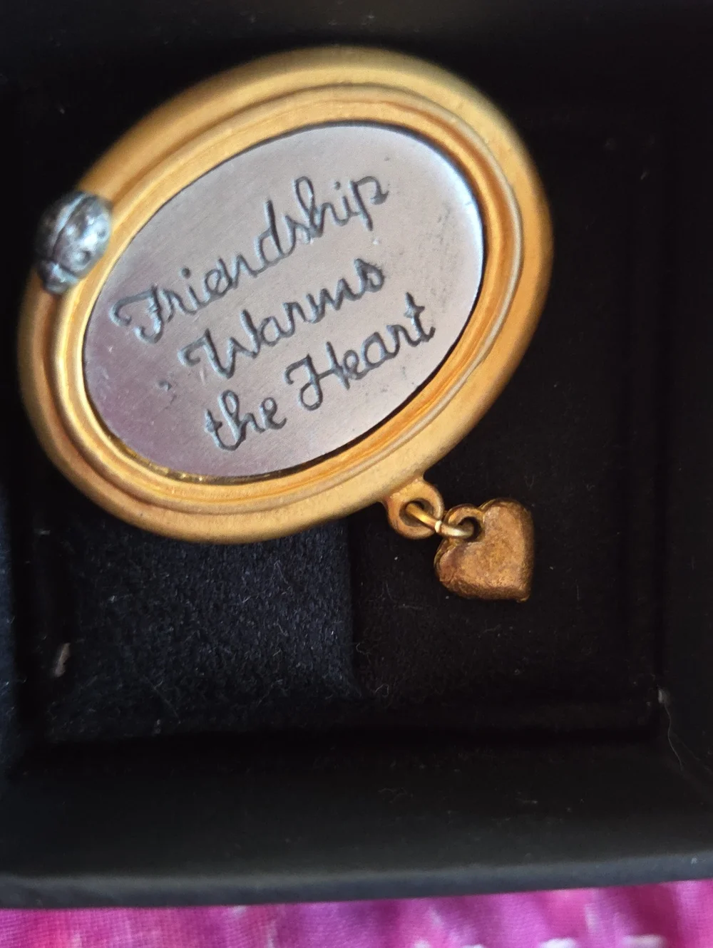 Marjolein Bastin Hallmark Gold-Tone Friendship Warms the Heart Hallmark Brooch